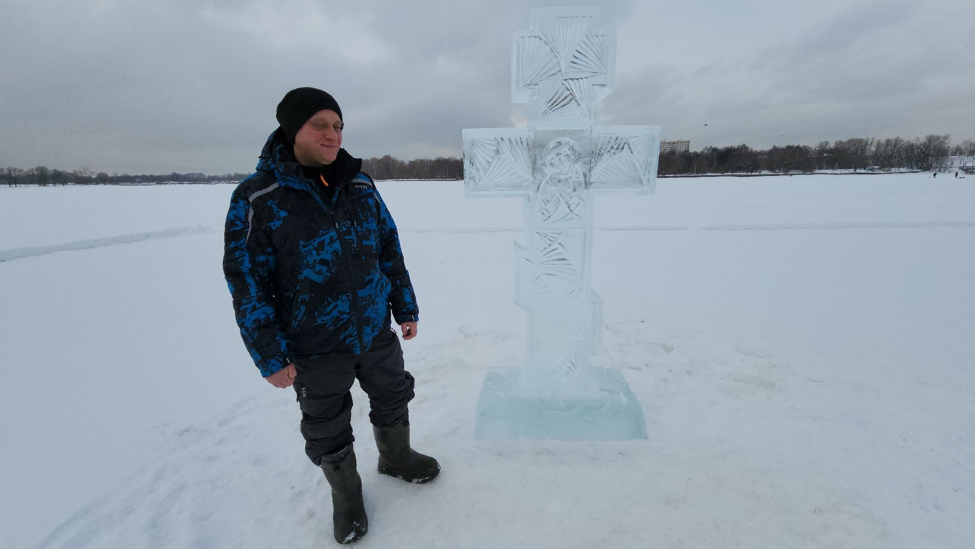 Долгопрудный, крещение господне, купель, Ледяные фигуры, арка,