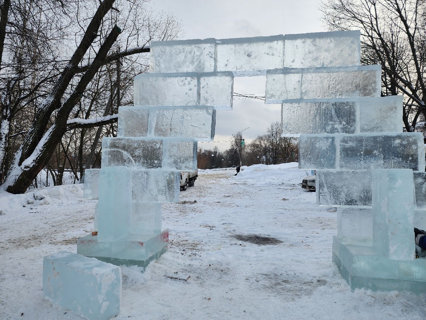 Долгопрудный, крещение господне, купель, Ледяные фигуры, арка,