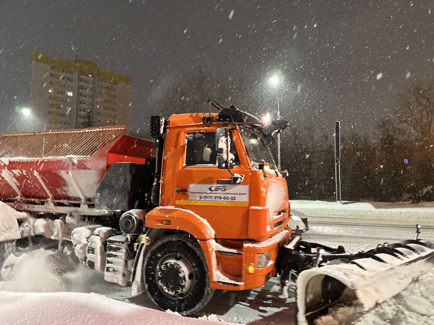 Метель в Подмосковье, Уборка дорог, Снегопад,