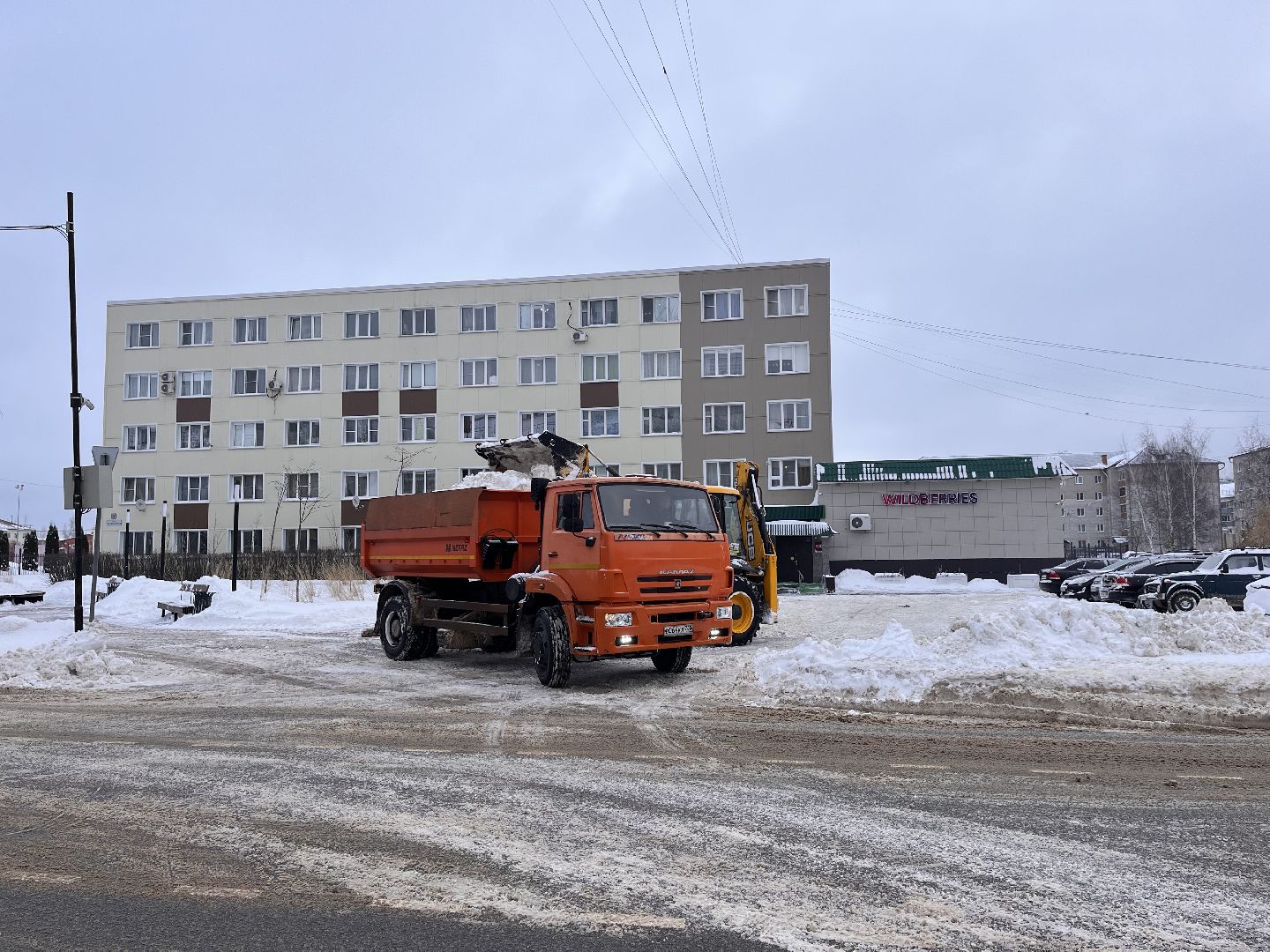 Шаховская, комунальная техника, снег, снегопад, уборка дорог,