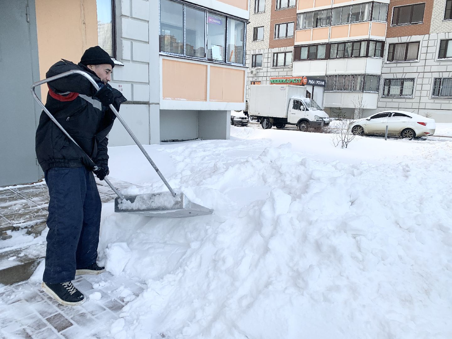 Балашиха, Подмосковье, Снегопад, уборка дворов, уборка снега,
