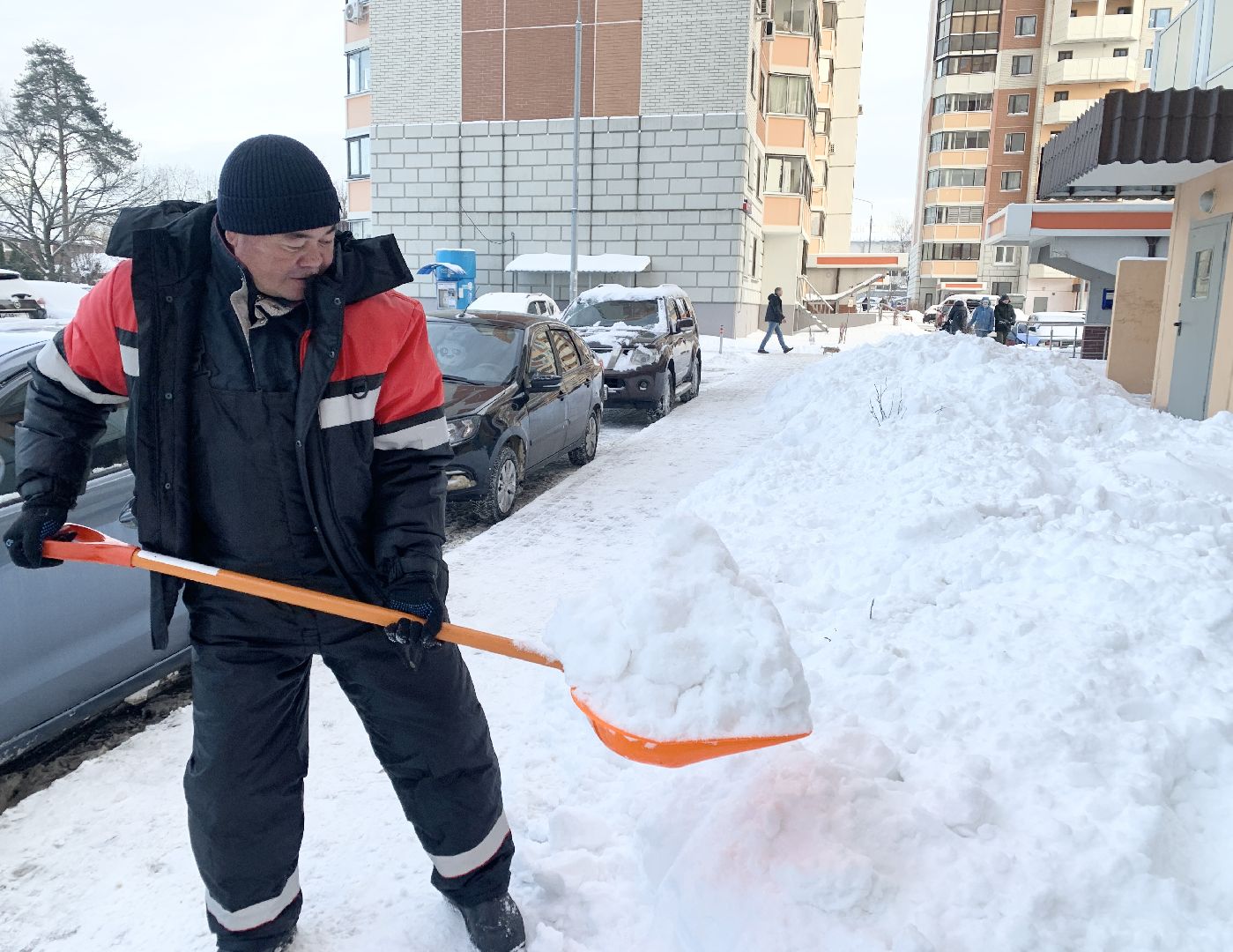 Балашиха, Подмосковье, Снегопад, уборка дворов, уборка снега,