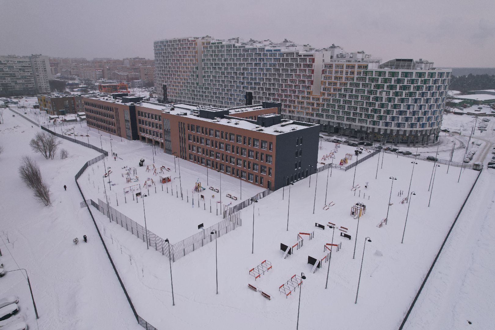 Королев, видео с коптера, школа,