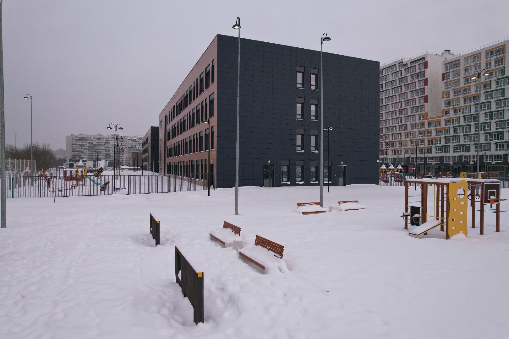 Королев, видео с коптера, школа,