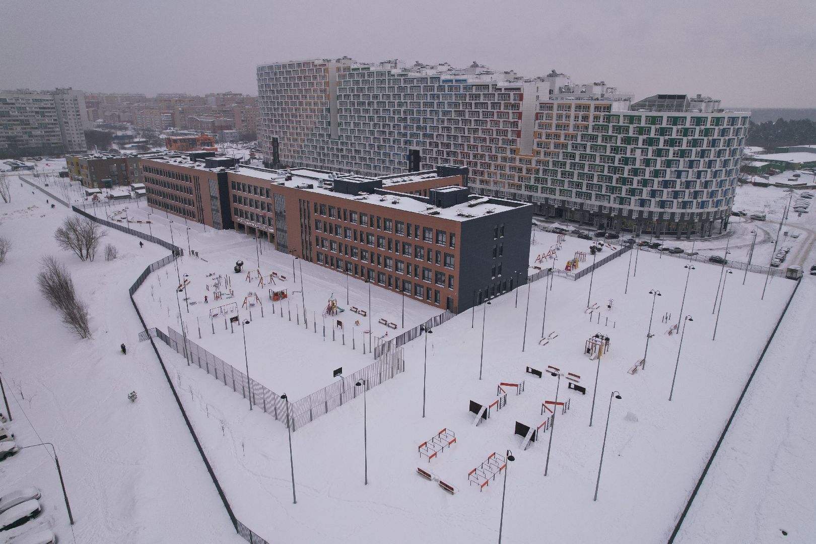 Королев, видео с коптера, школа,