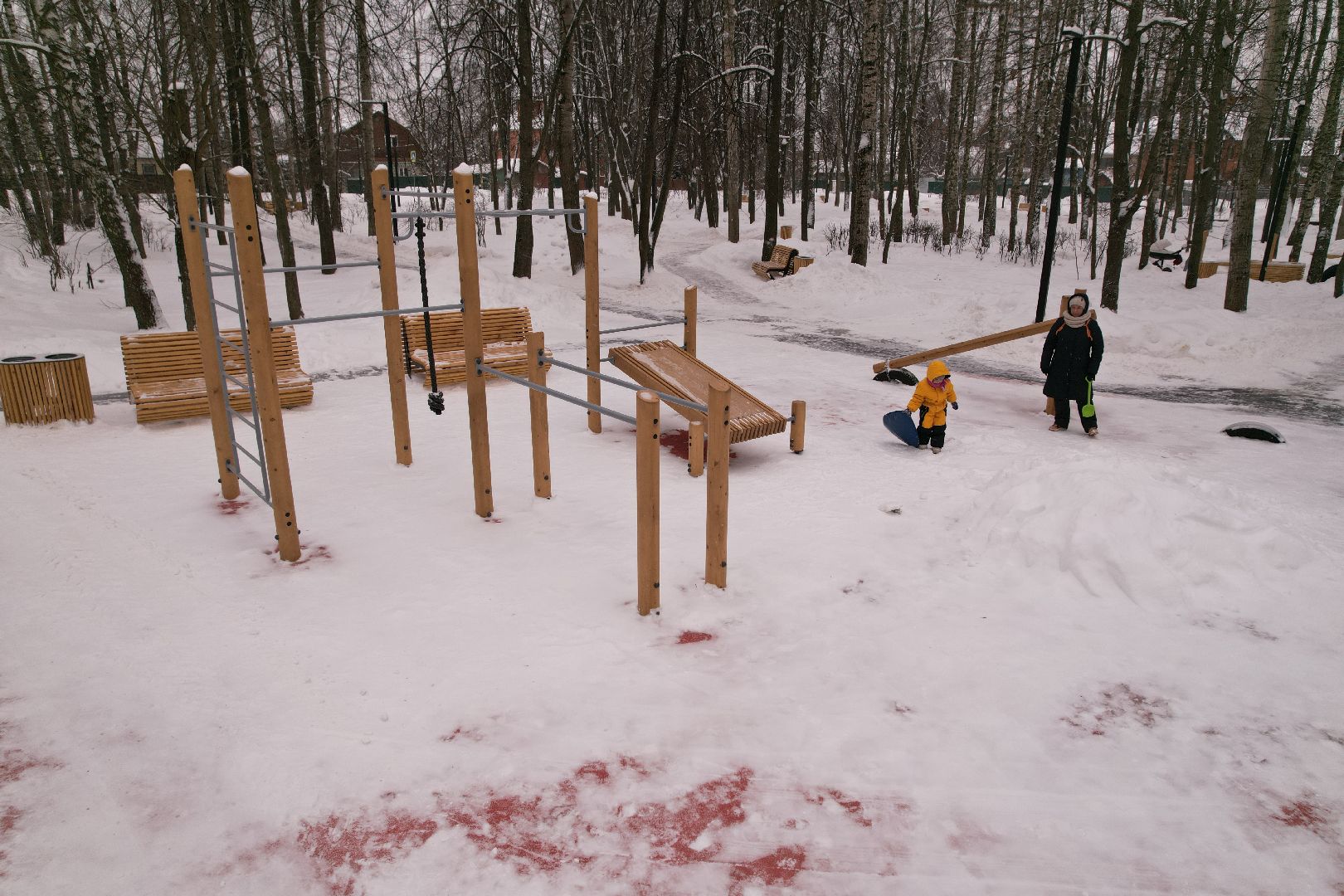 видео с коптера, королёв, благоустройство, сквер,