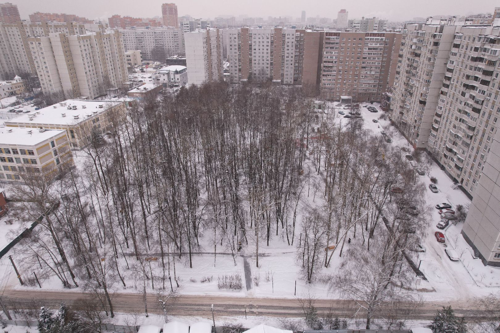 видео с коптера, королёв, благоустройство, сквер,