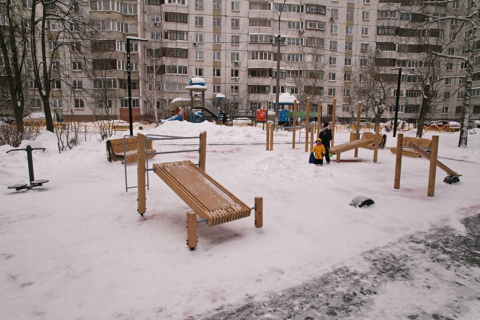 видео с коптера, королёв, благоустройство, сквер,