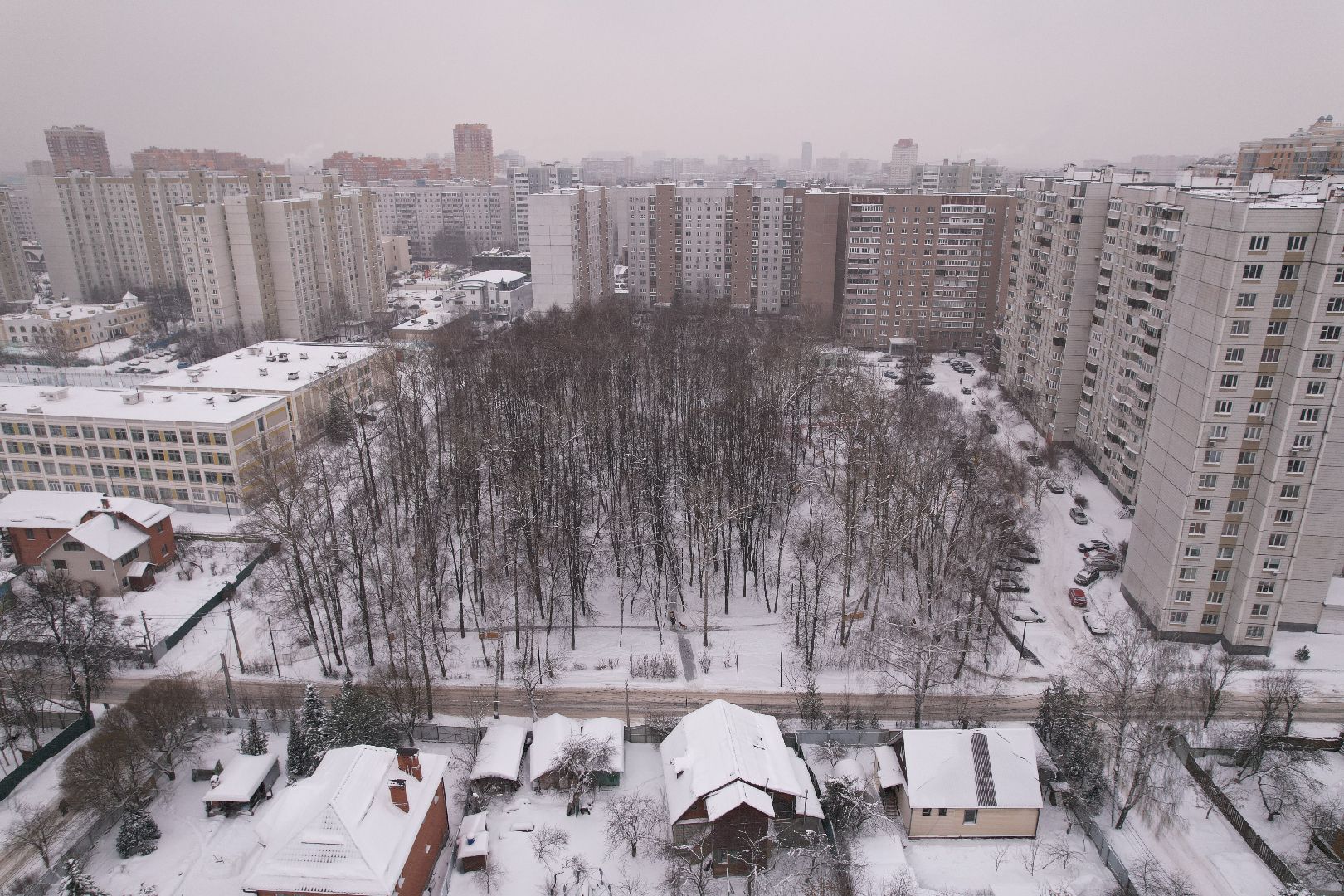 видео с коптера, королёв, благоустройство, сквер,