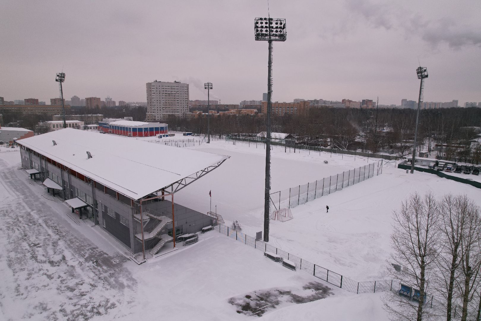 видео с коптера, королёв, стадион,