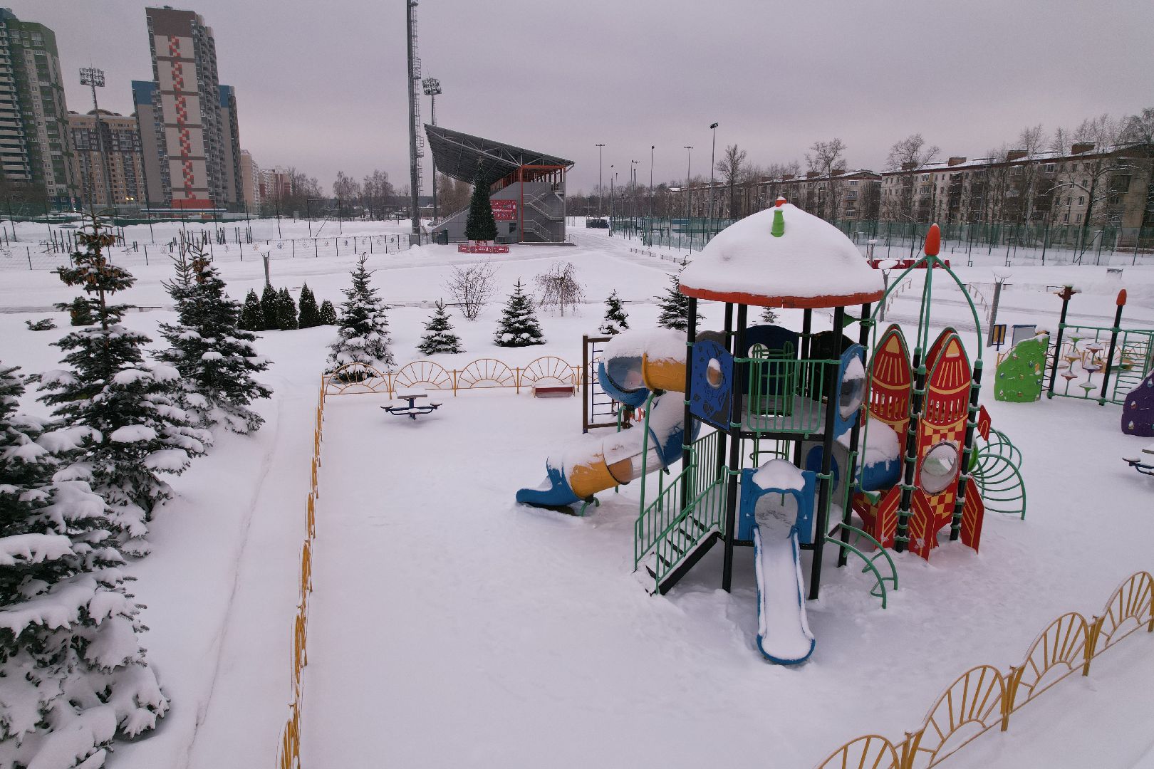 видео с коптера, королёв, стадион,