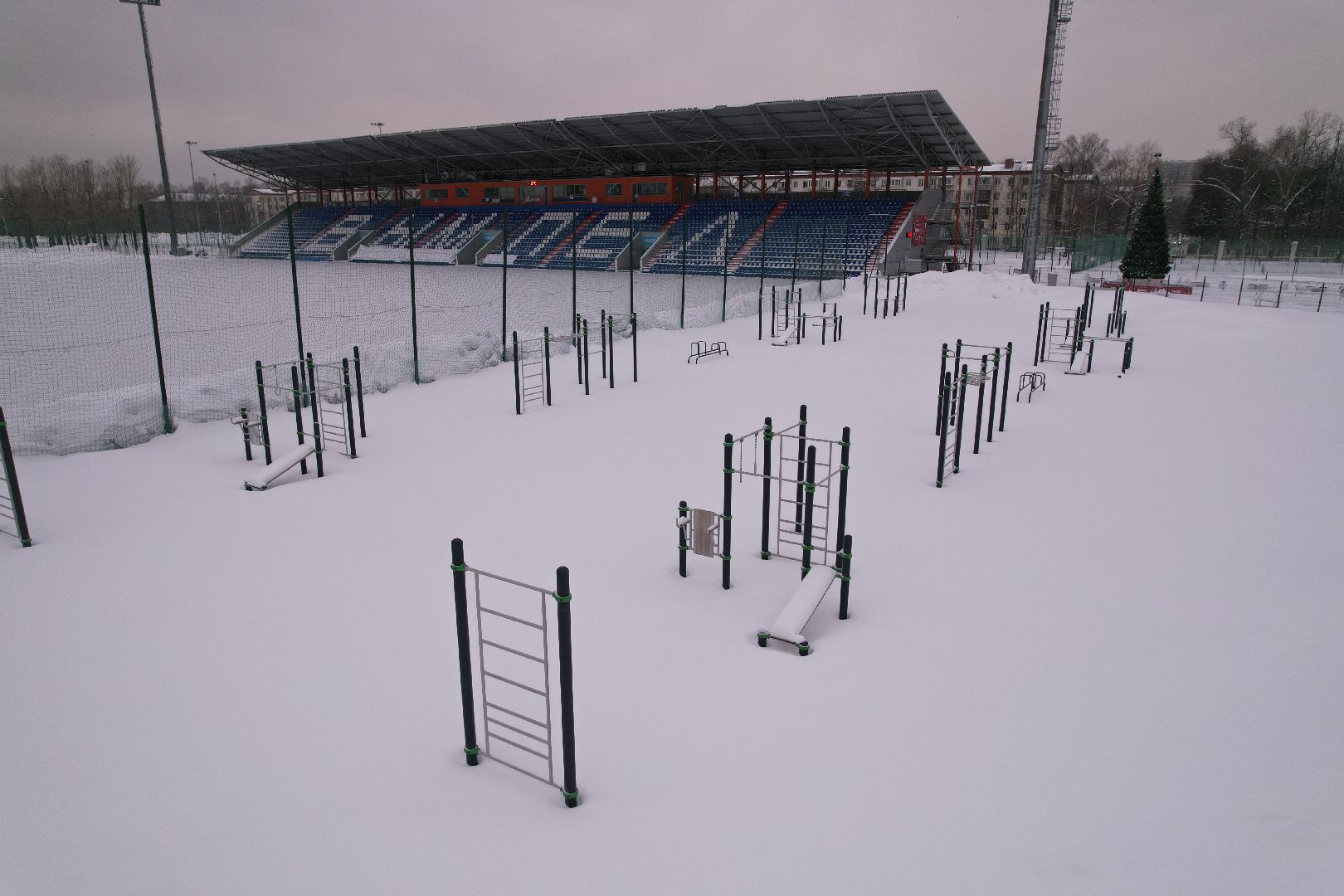 видео с коптера, королёв, стадион,