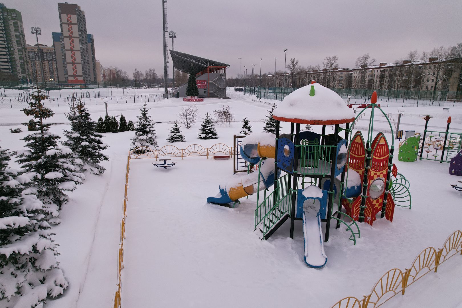 видео с коптера, королёв, стадион,