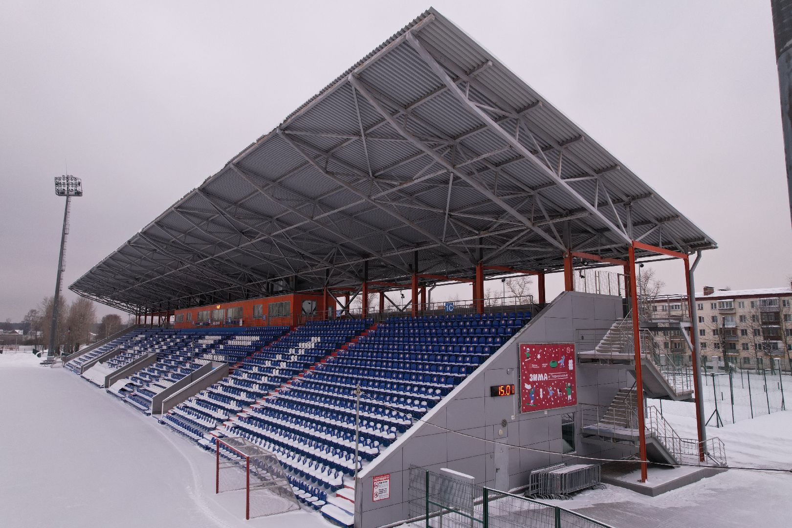 видео с коптера, королёв, стадион,