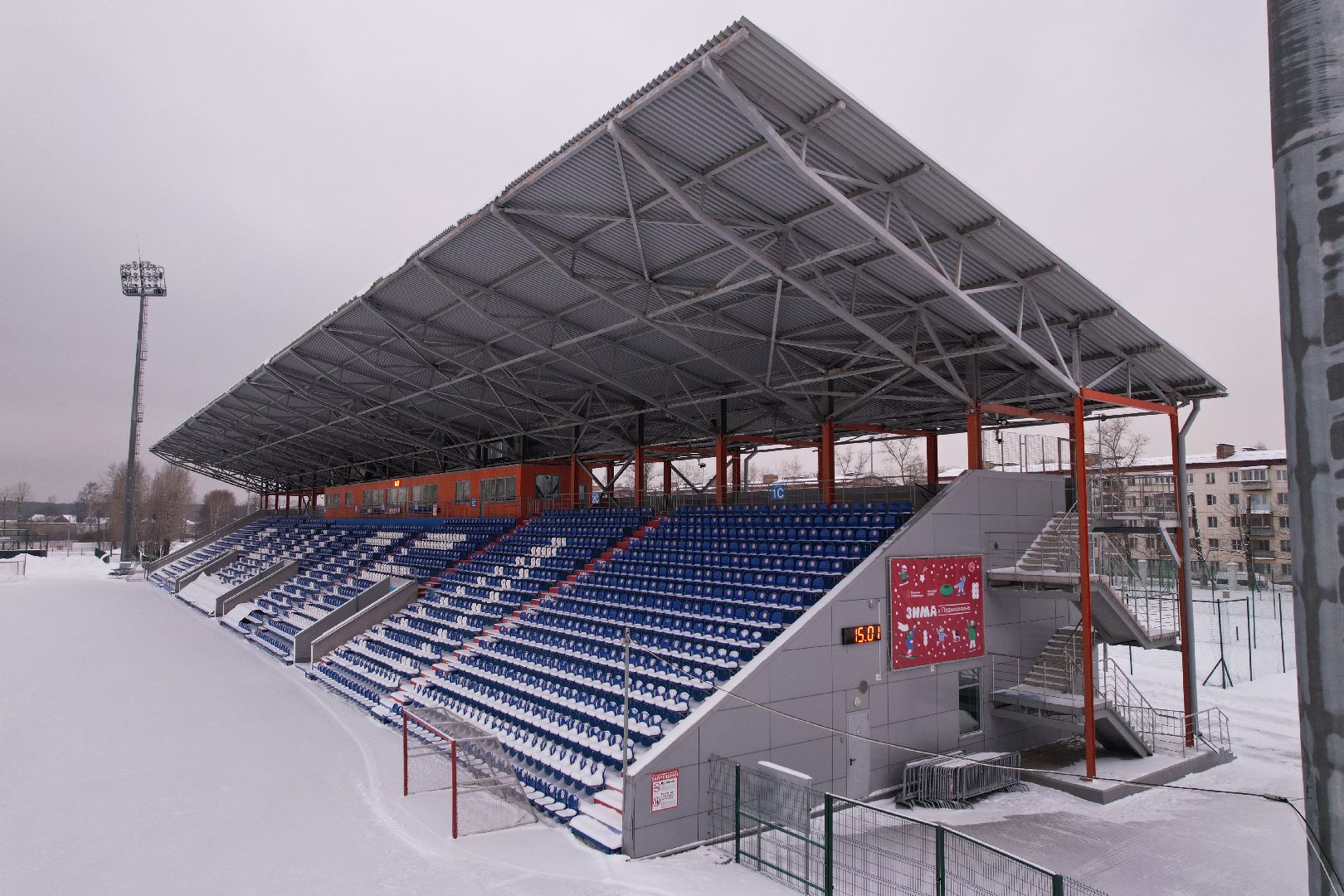 видео с коптера, королёв, стадион,