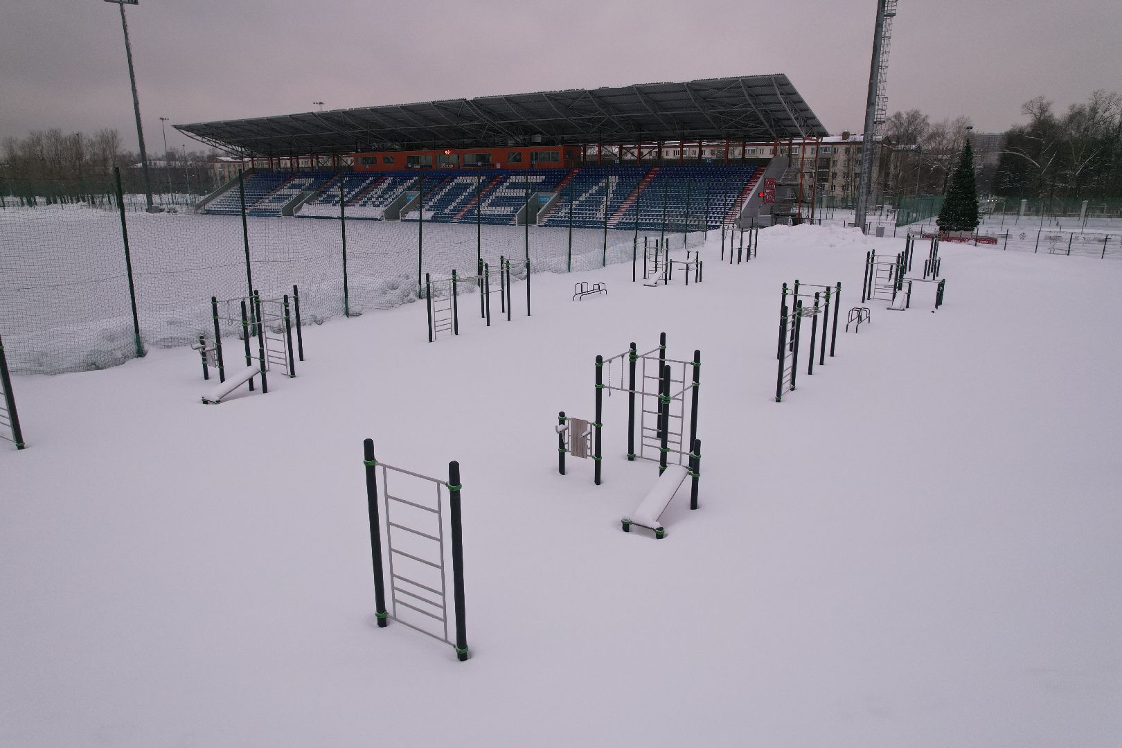 видео с коптера, королёв, стадион,
