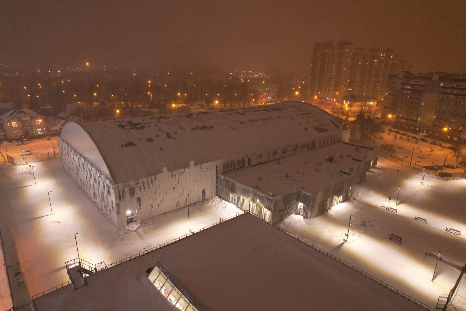 видео с коптера, Домодедово, фунбол, манеж,