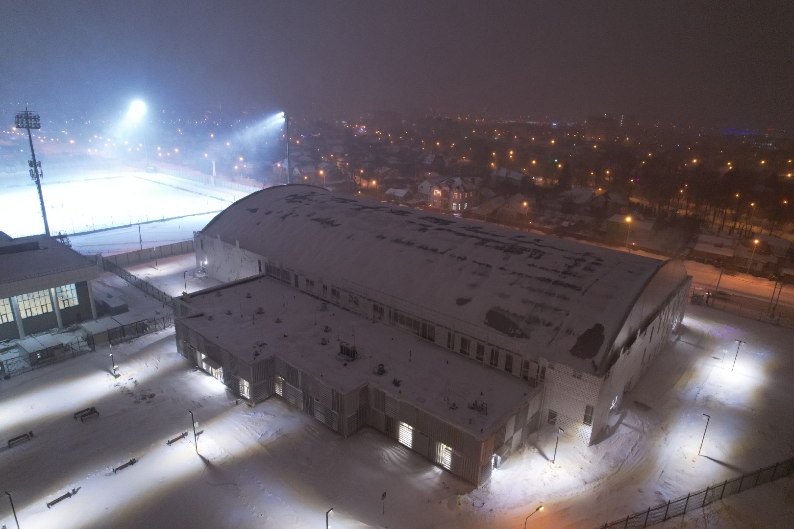видео с коптера, Домодедово, фунбол, манеж,