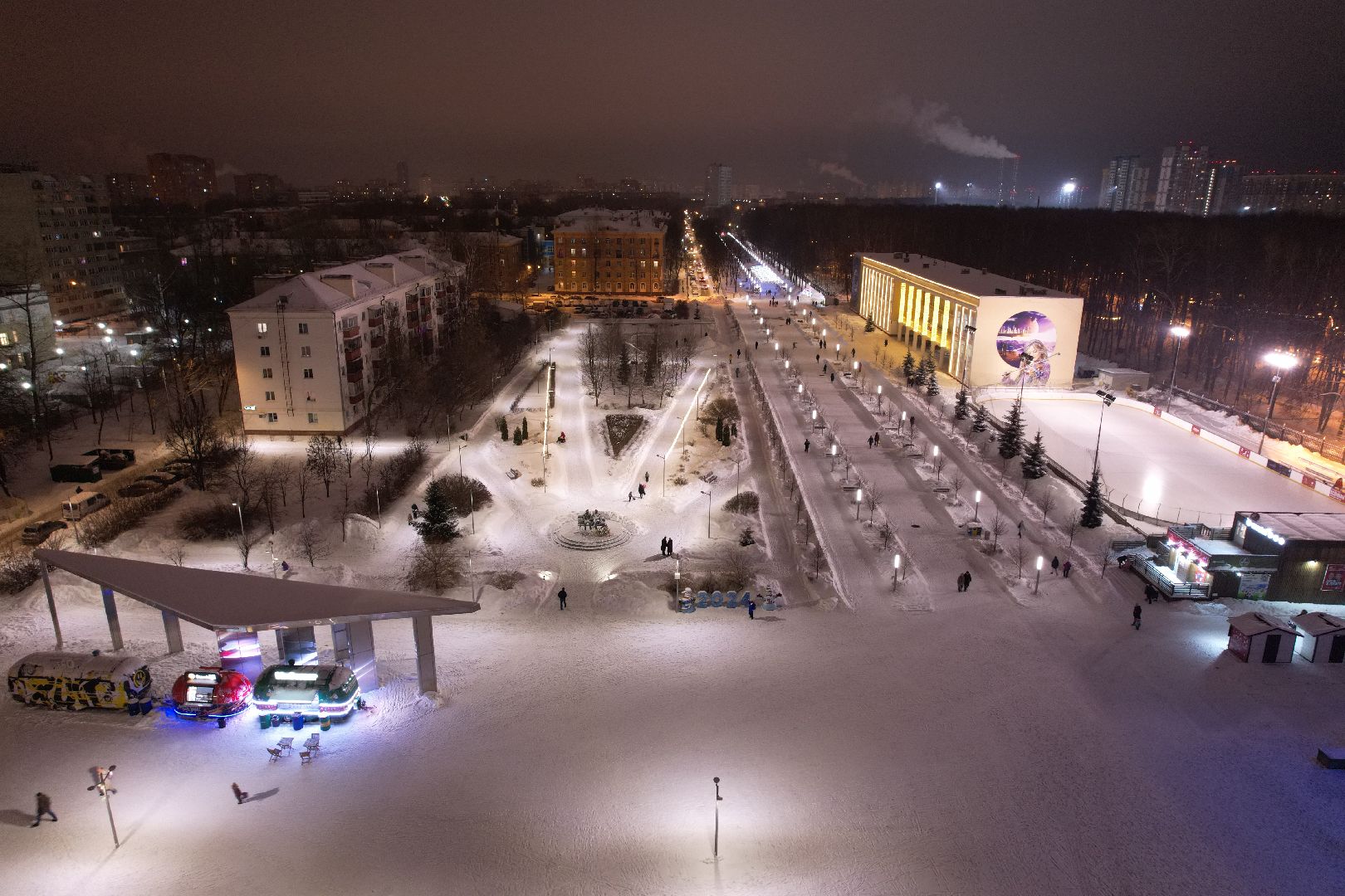 видео с коптера, королёв, благоустройство, сквер,