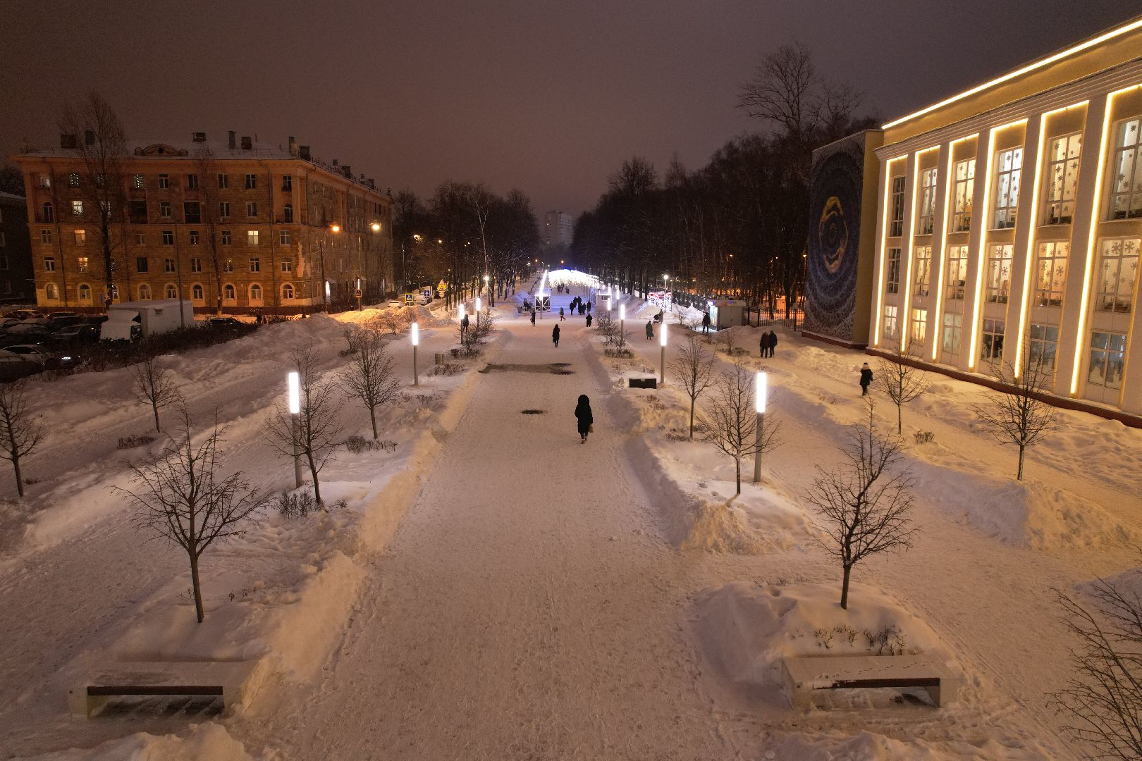 видео с коптера, королёв, благоустройство, сквер,