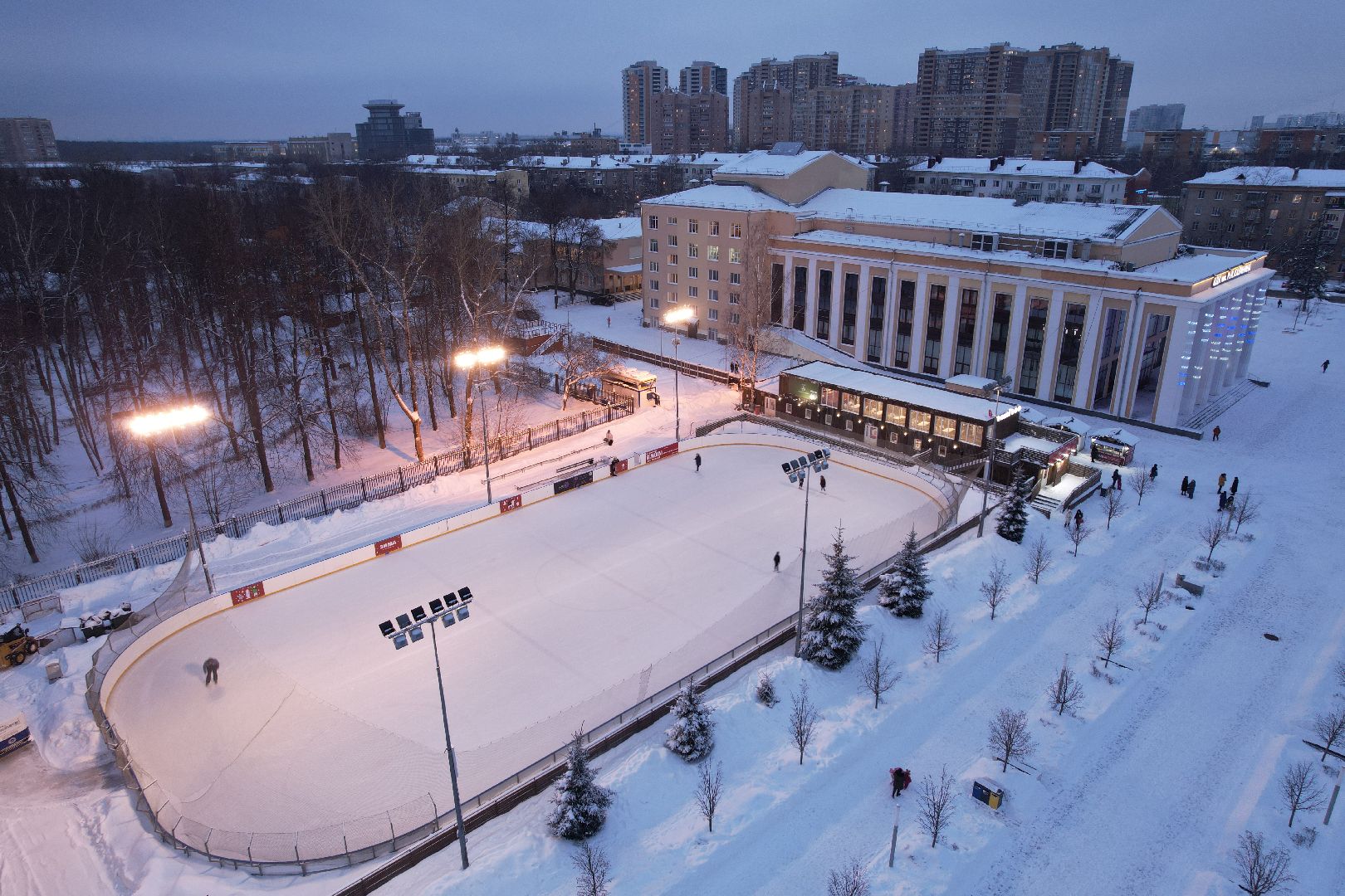 видео с коптера, королёв, каток, благоустройство,