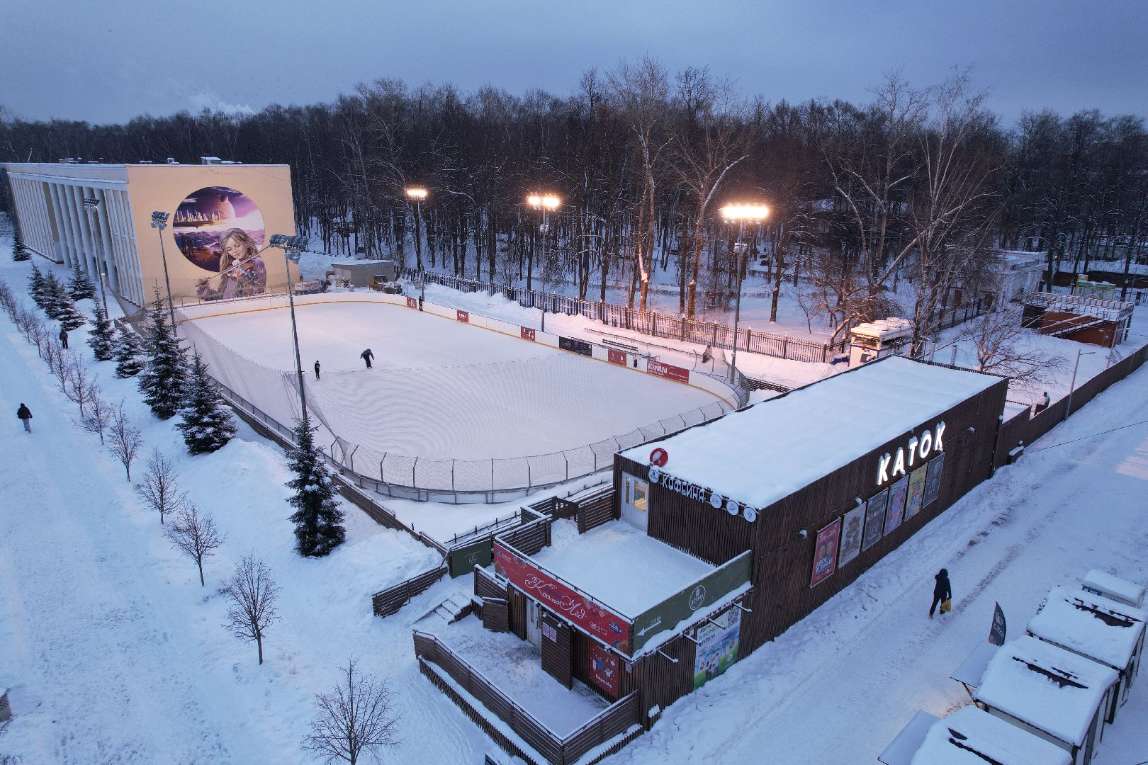 видео с коптера, королёв, каток, благоустройство,