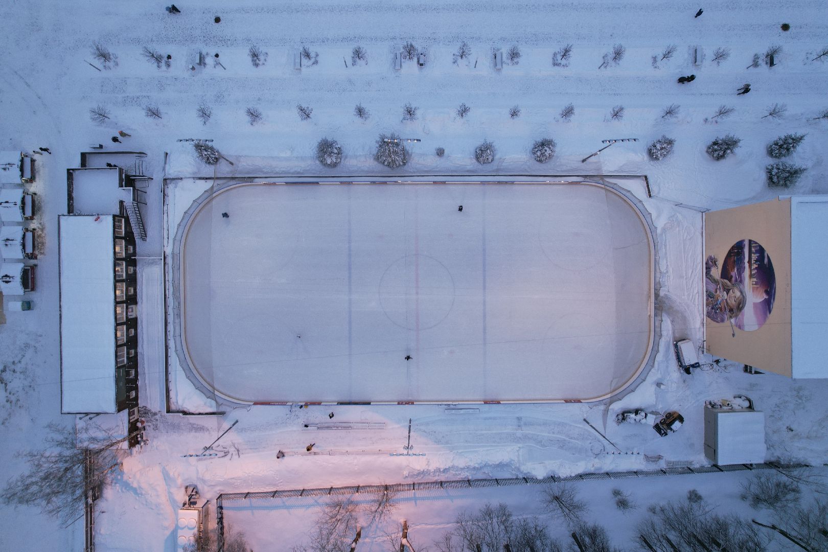 видео с коптера, королёв, каток, благоустройство,