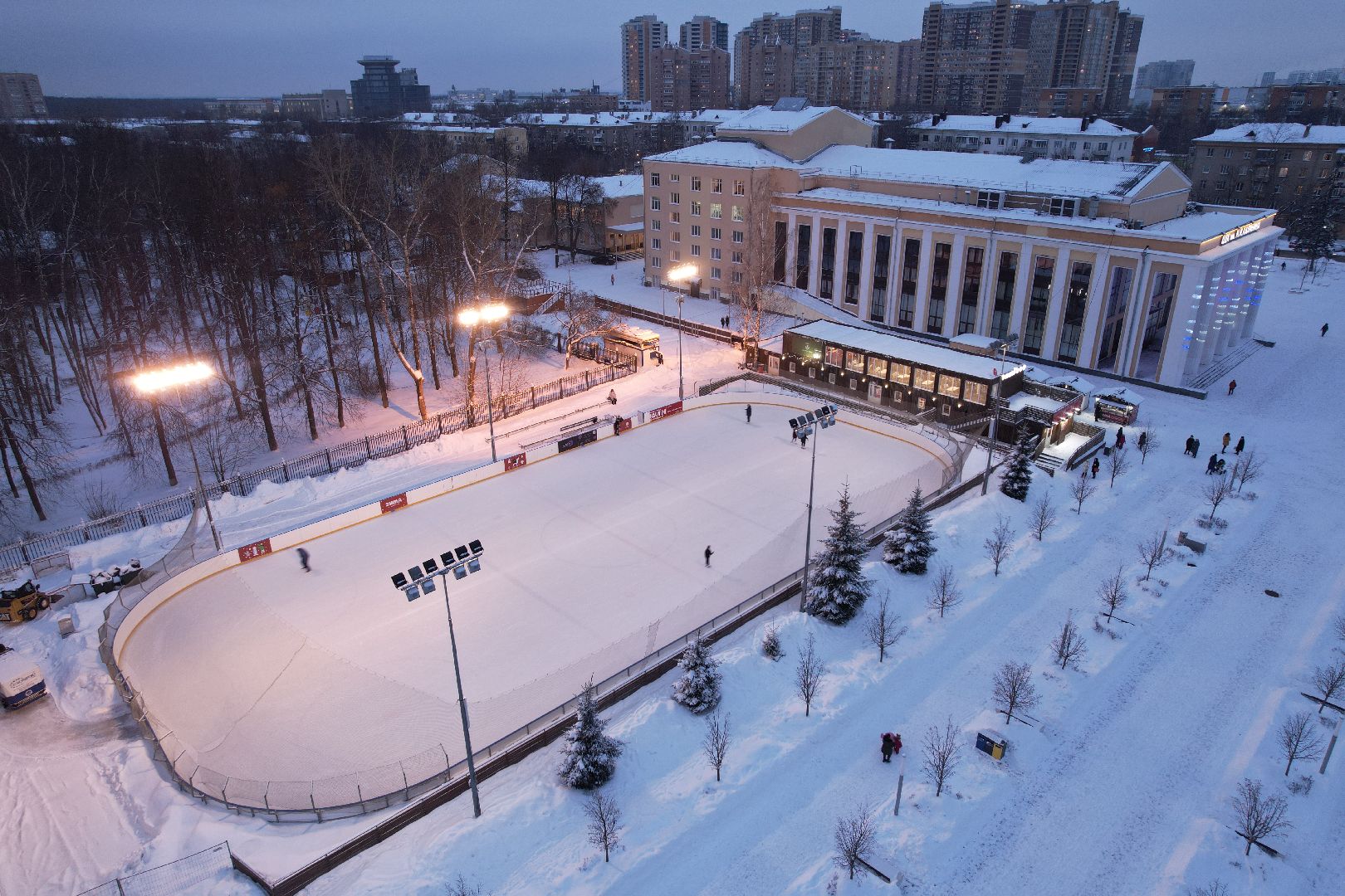 видео с коптера, королёв, каток, благоустройство,