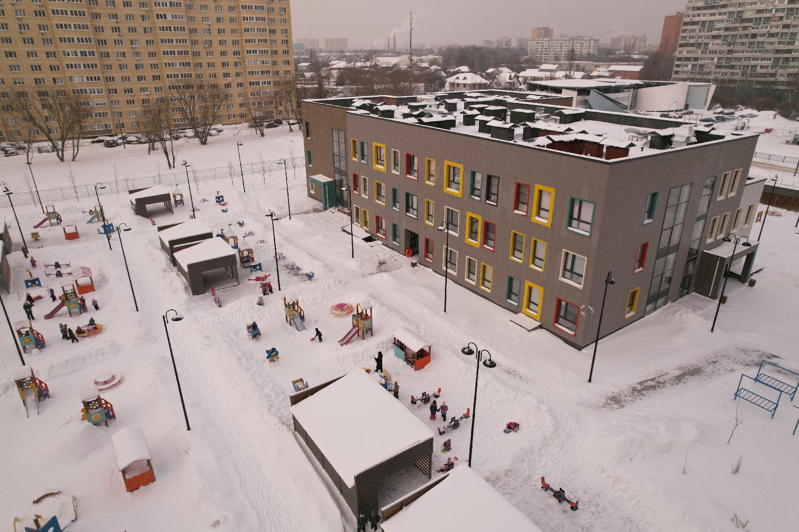 видео с коптера, королёв, детский сад,