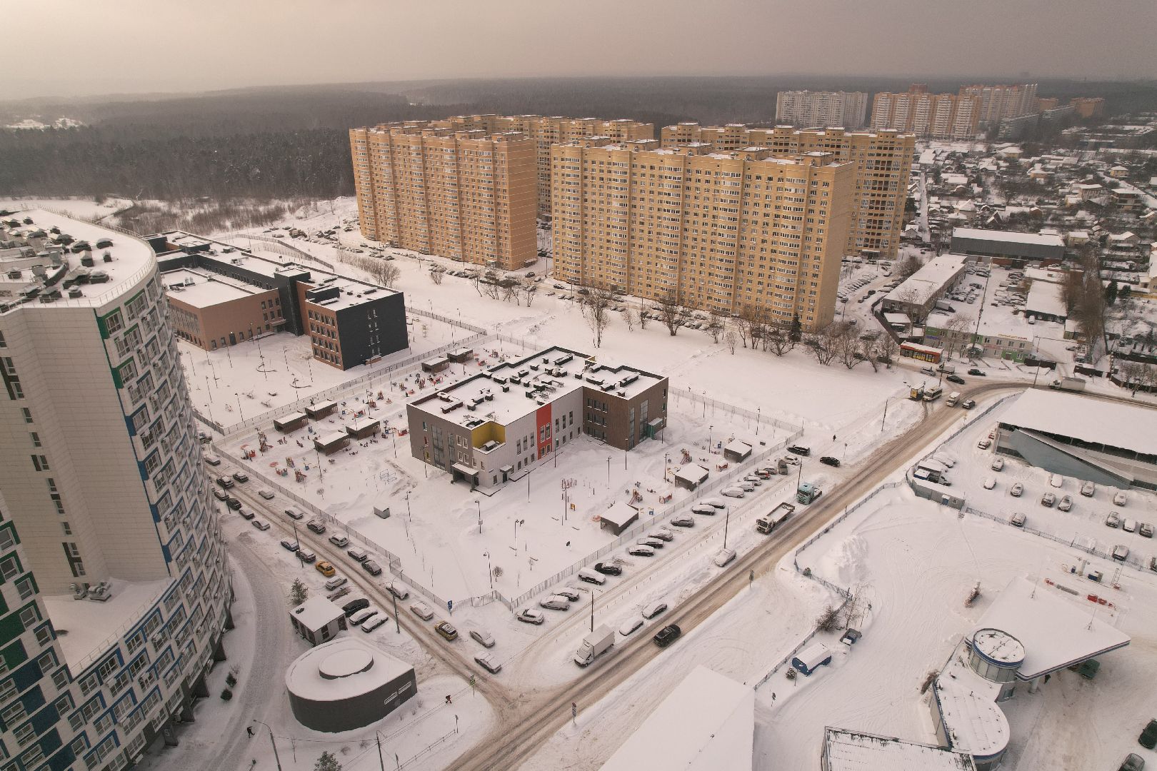 видео с коптера, королёв, детский сад,