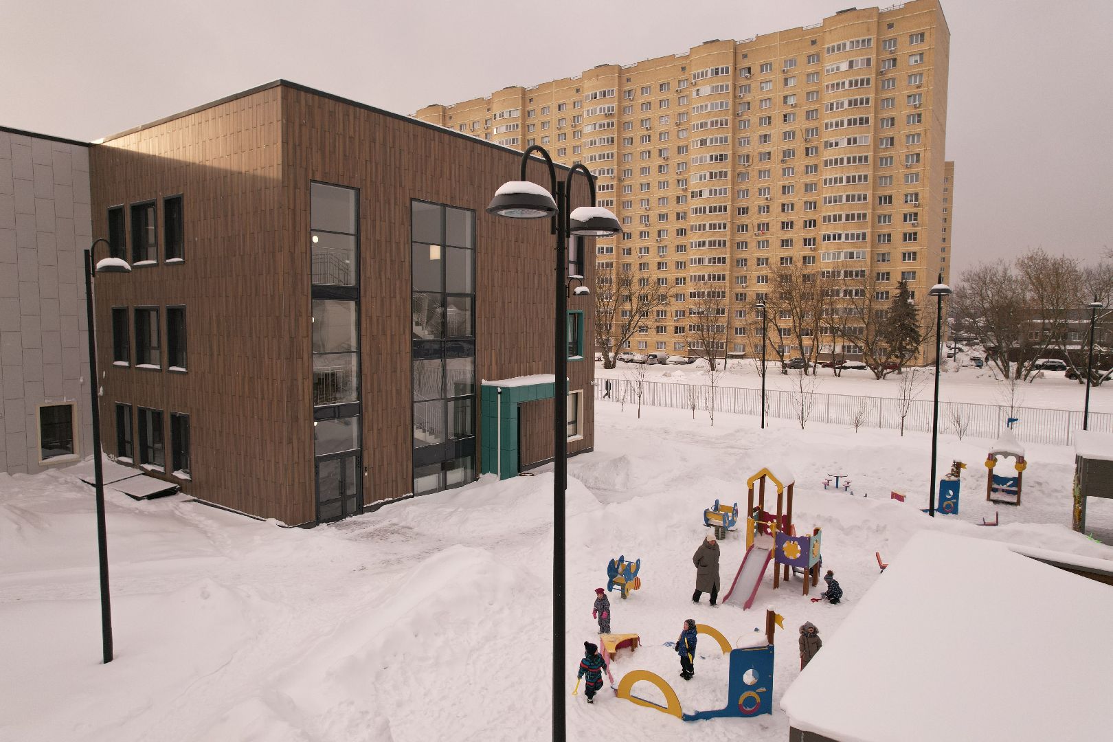 видео с коптера, королёв, детский сад,