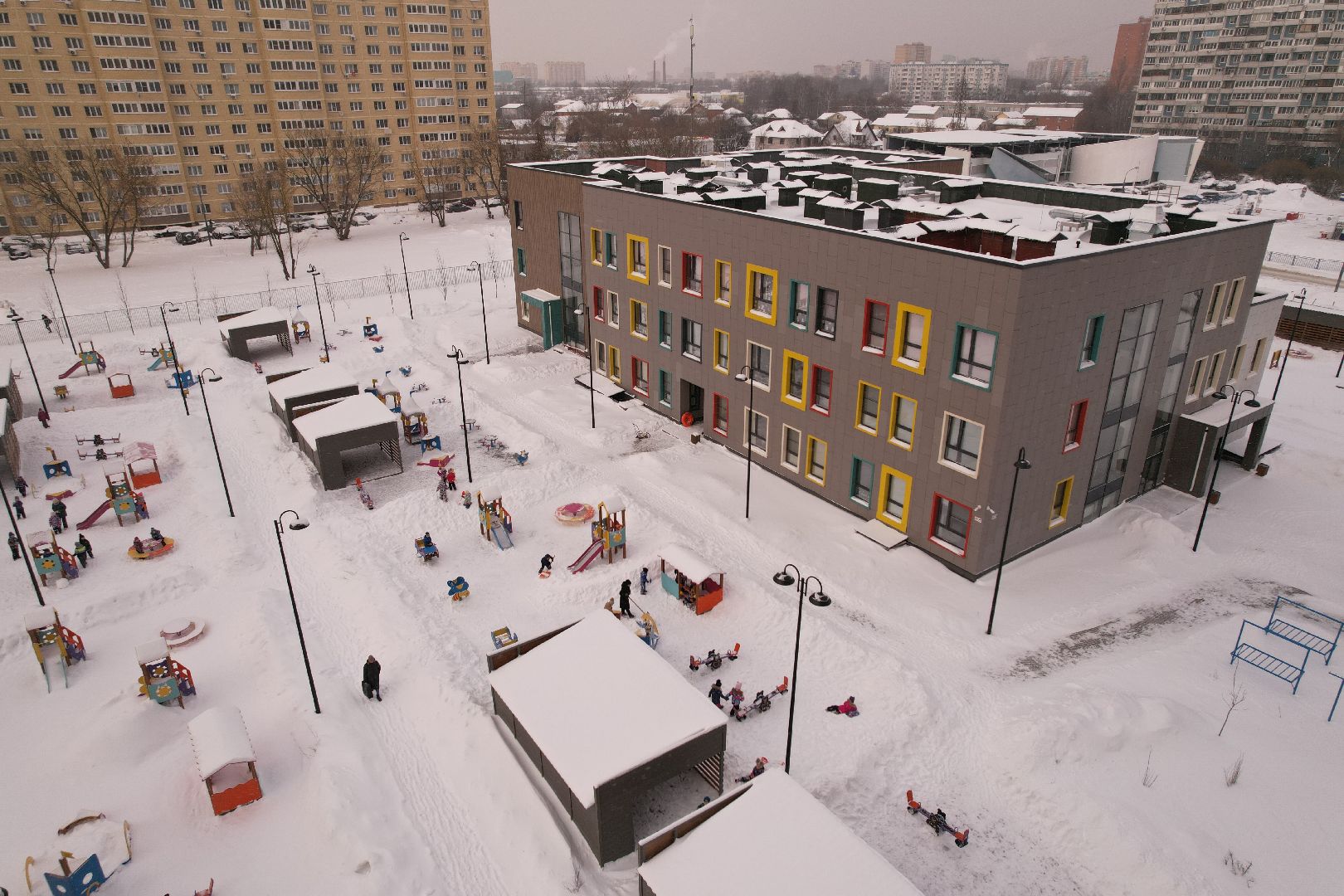 видео с коптера, королёв, детский сад,