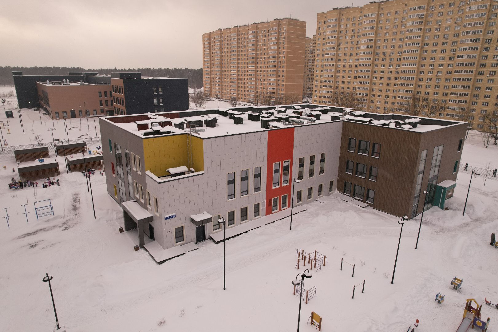 видео с коптера, королёв, детский сад,