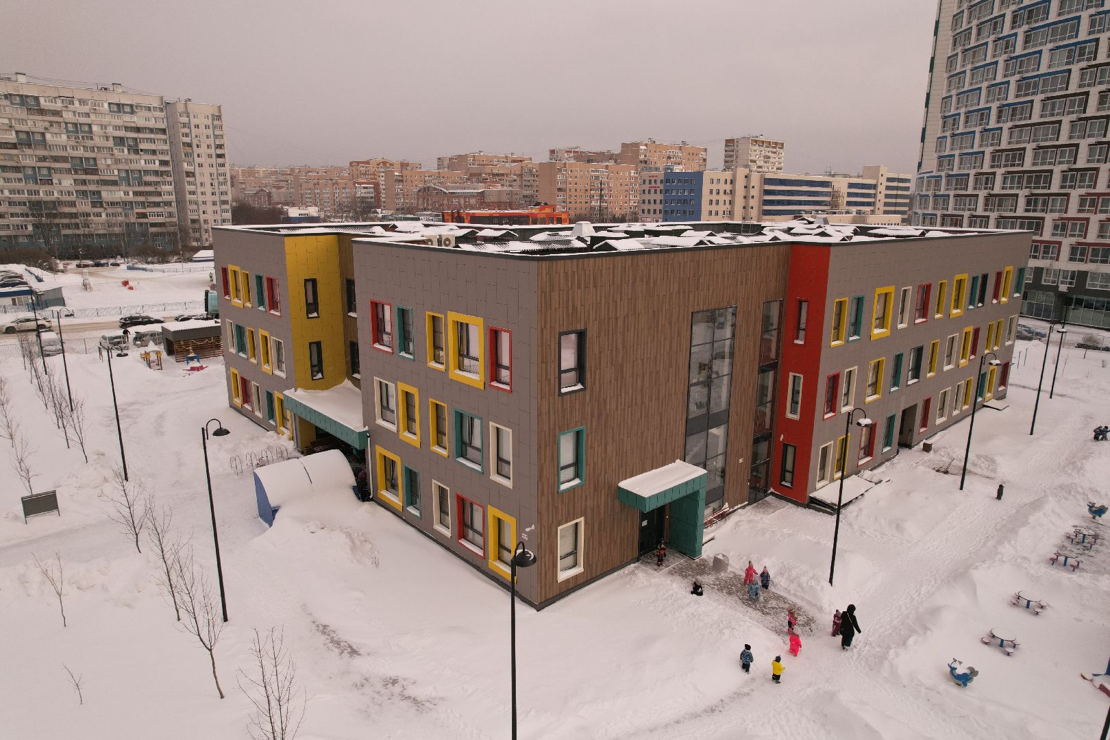 видео с коптера, королёв, детский сад,