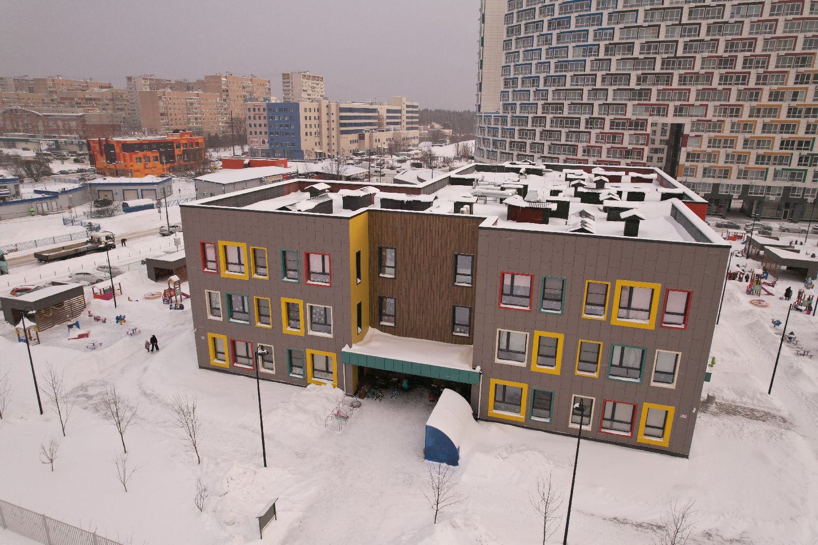 видео с коптера, королёв, детский сад,