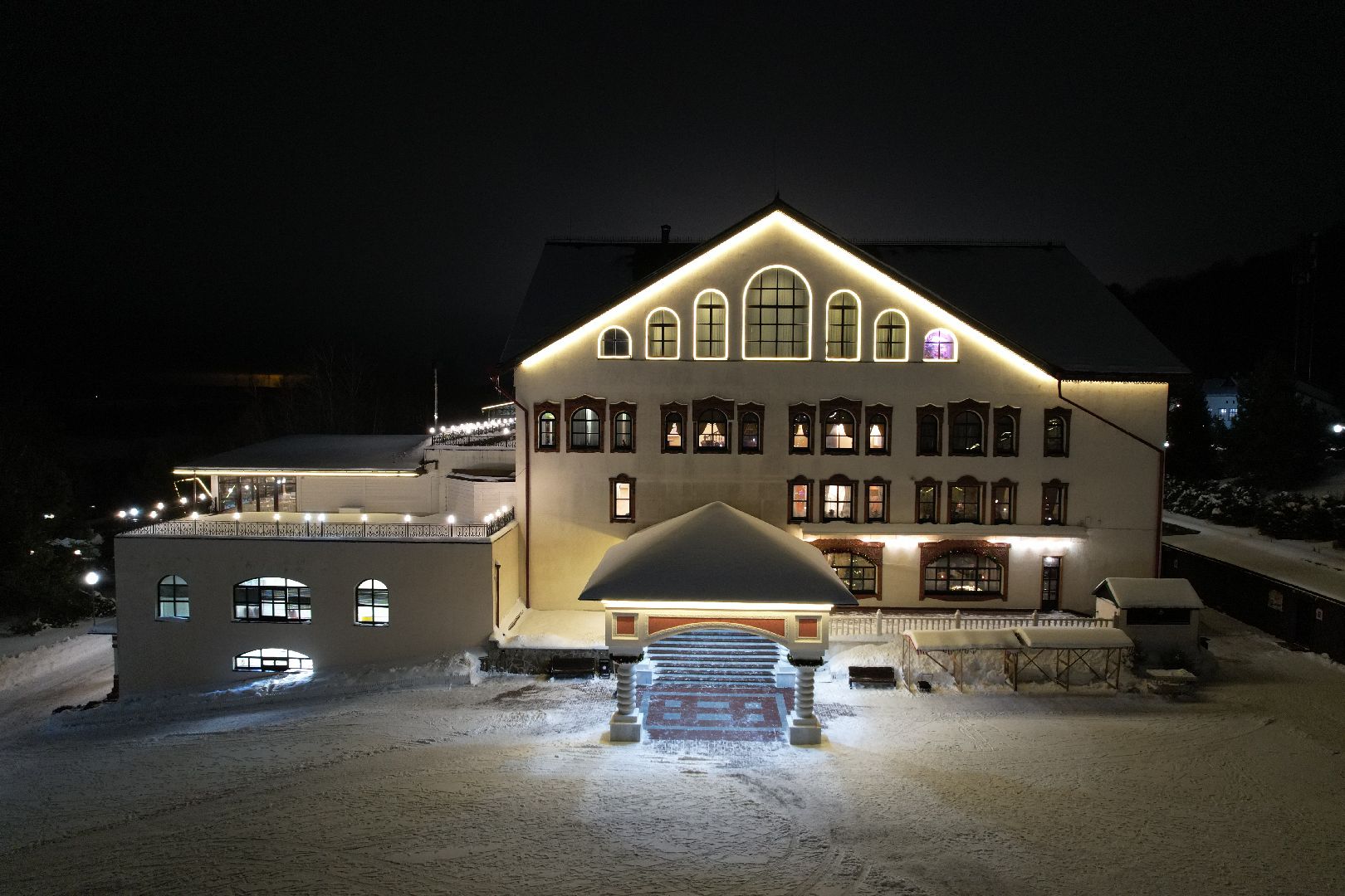 видео с коптера, курорт, лыжи,