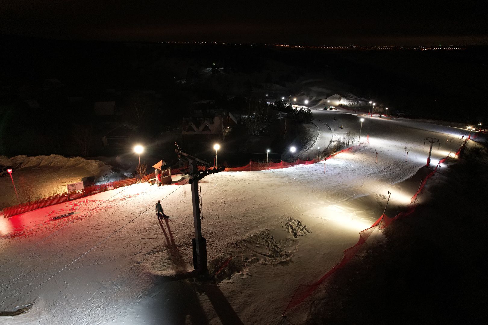 видео с коптера, курорт, лыжи,