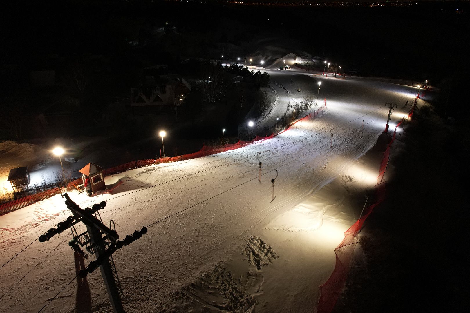 видео с коптера, курорт, лыжи,