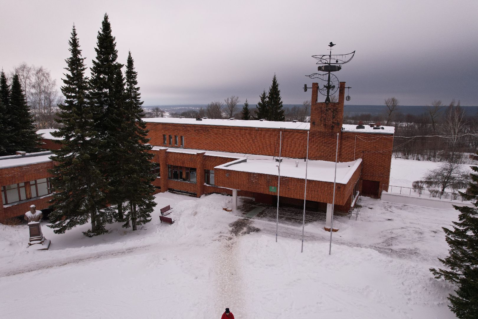 пущино, гимназия, видео с коптера,