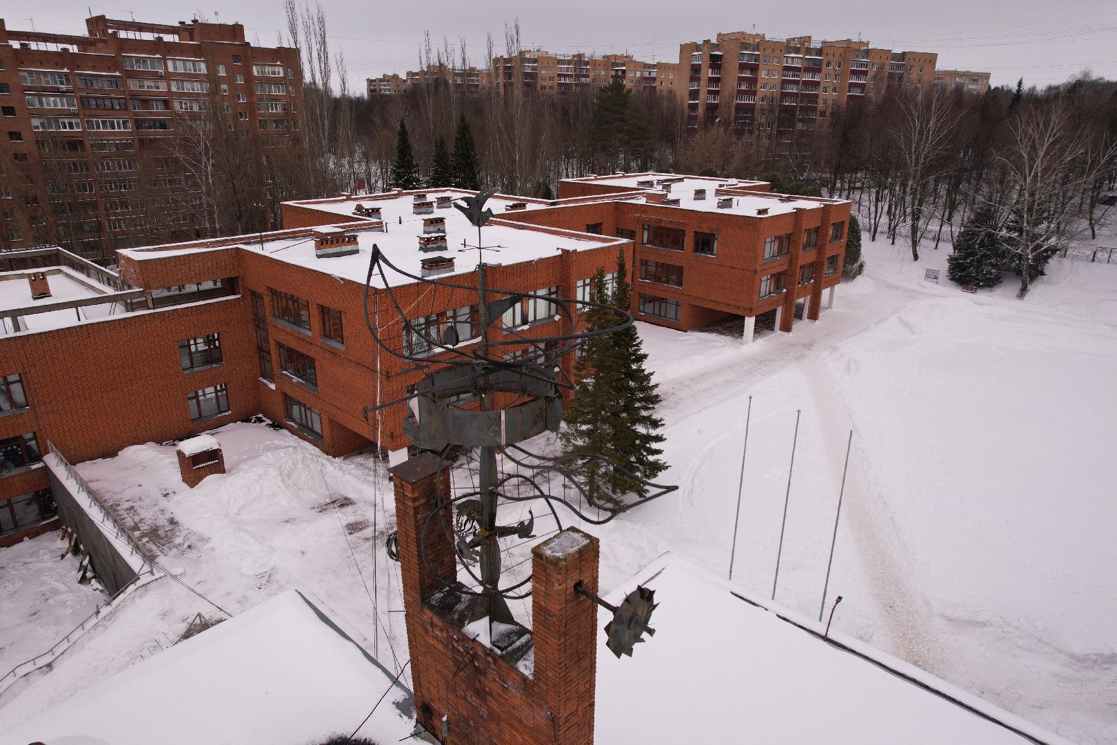 пущино, гимназия, видео с коптера,