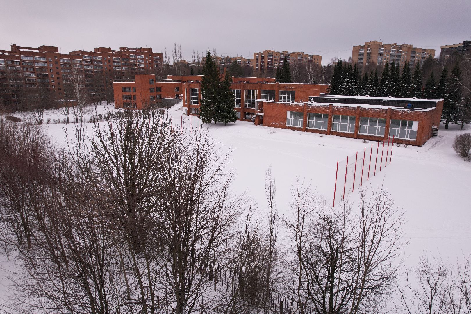 пущино, гимназия, видео с коптера,