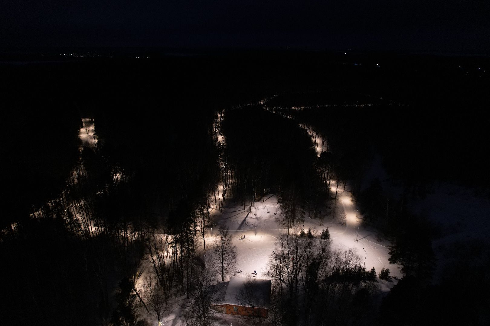 видео с коптера, пущино, лыжня,