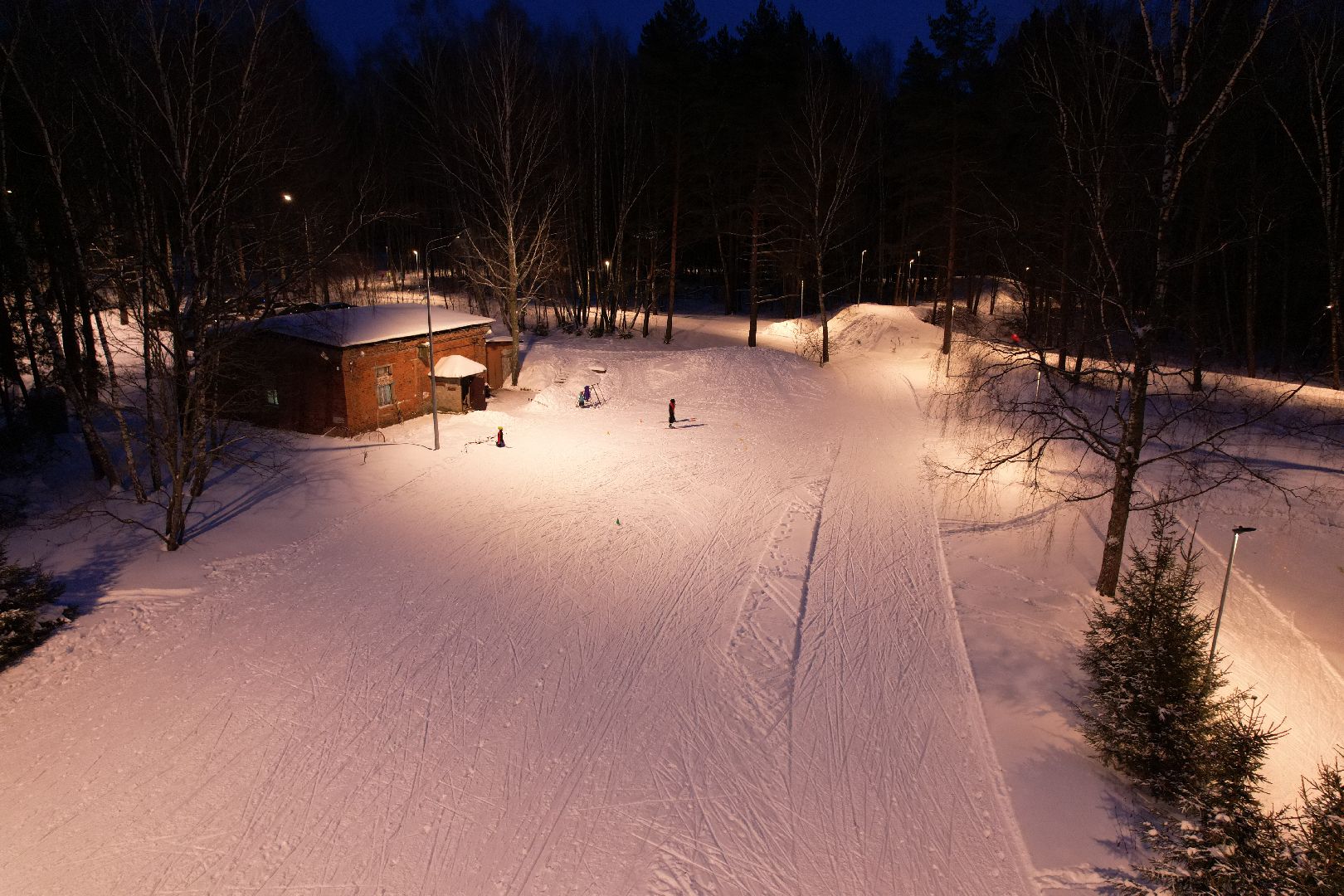 видео с коптера, пущино, лыжня,