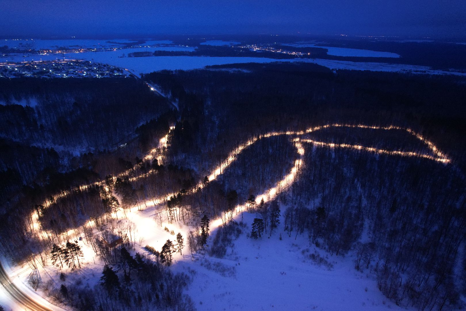 видео с коптера, пущино, лыжня,