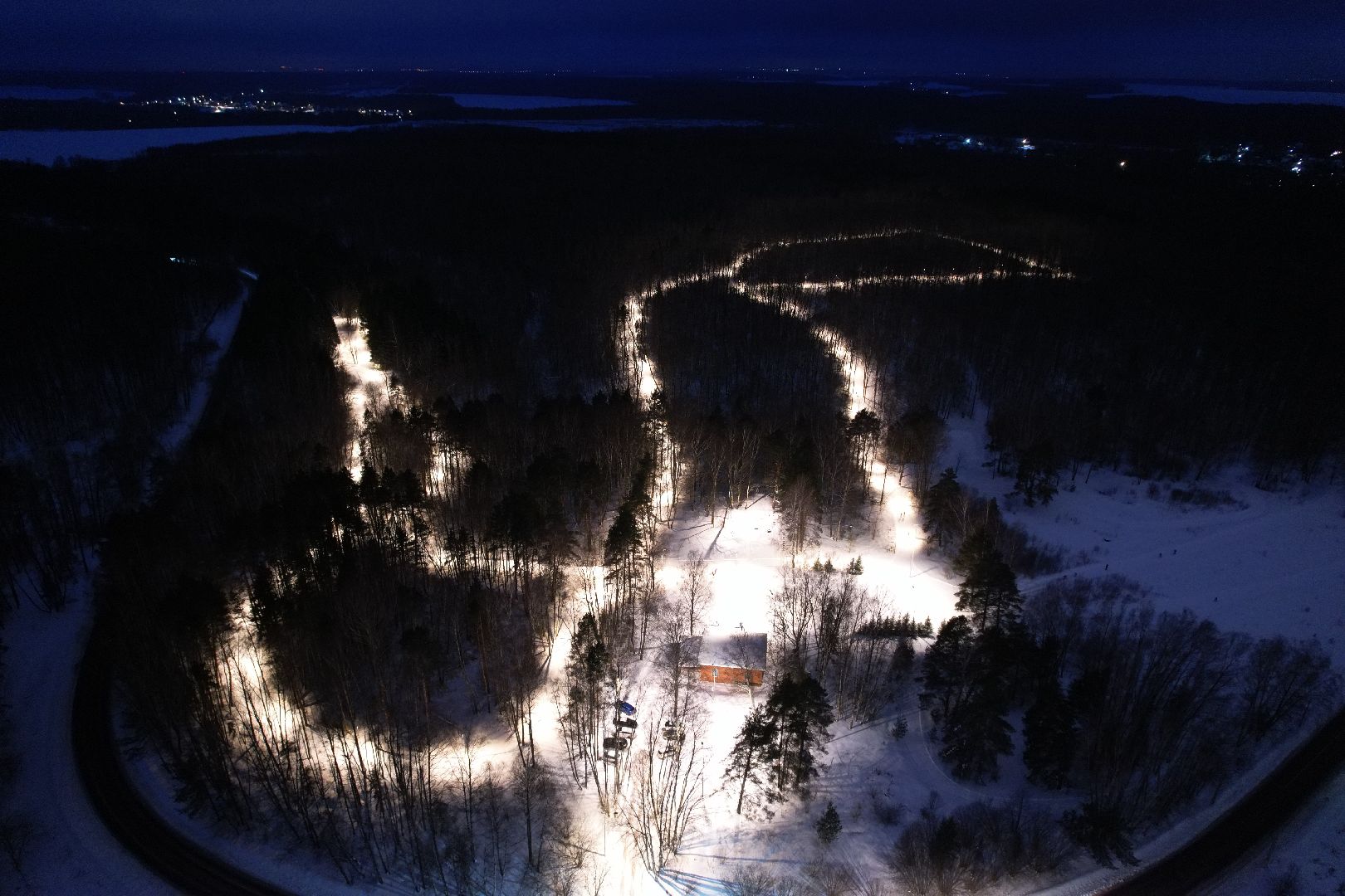видео с коптера, пущино, лыжня,