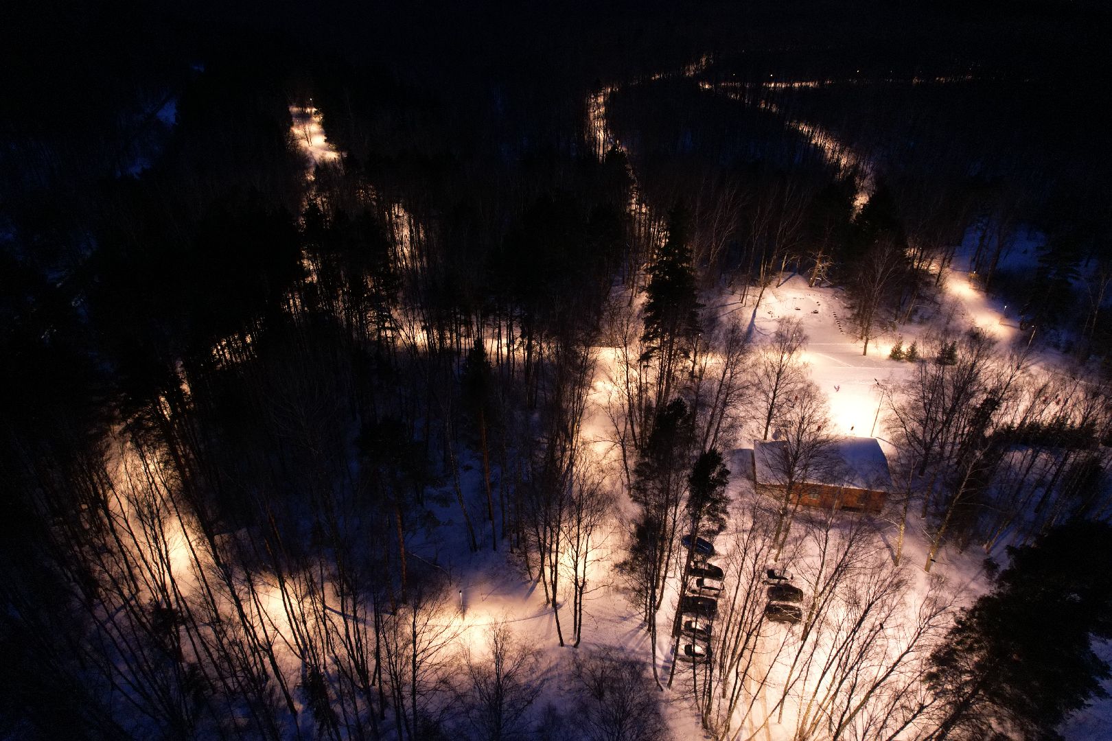 видео с коптера, пущино, лыжня,