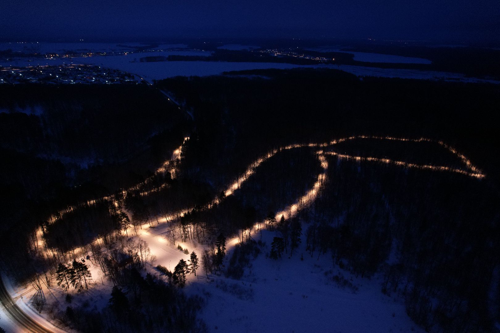видео с коптера, пущино, лыжня,
