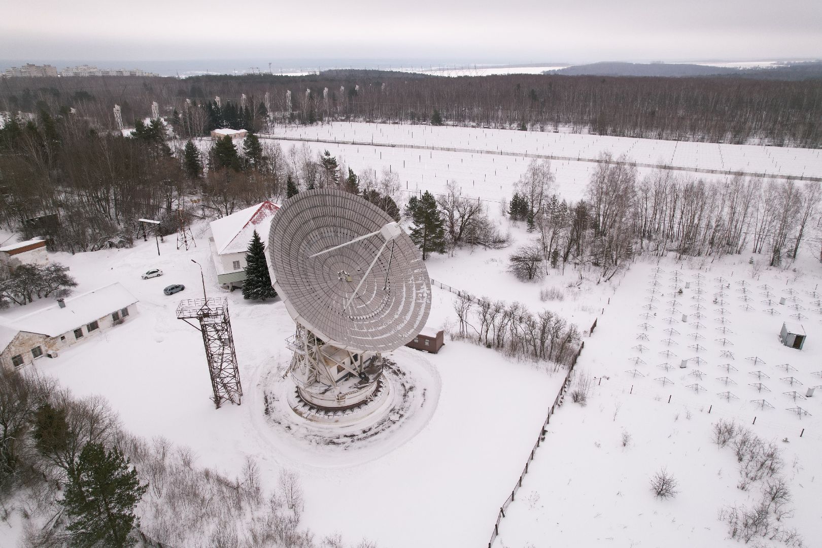 видео с коптера, пущино, абсерватория,