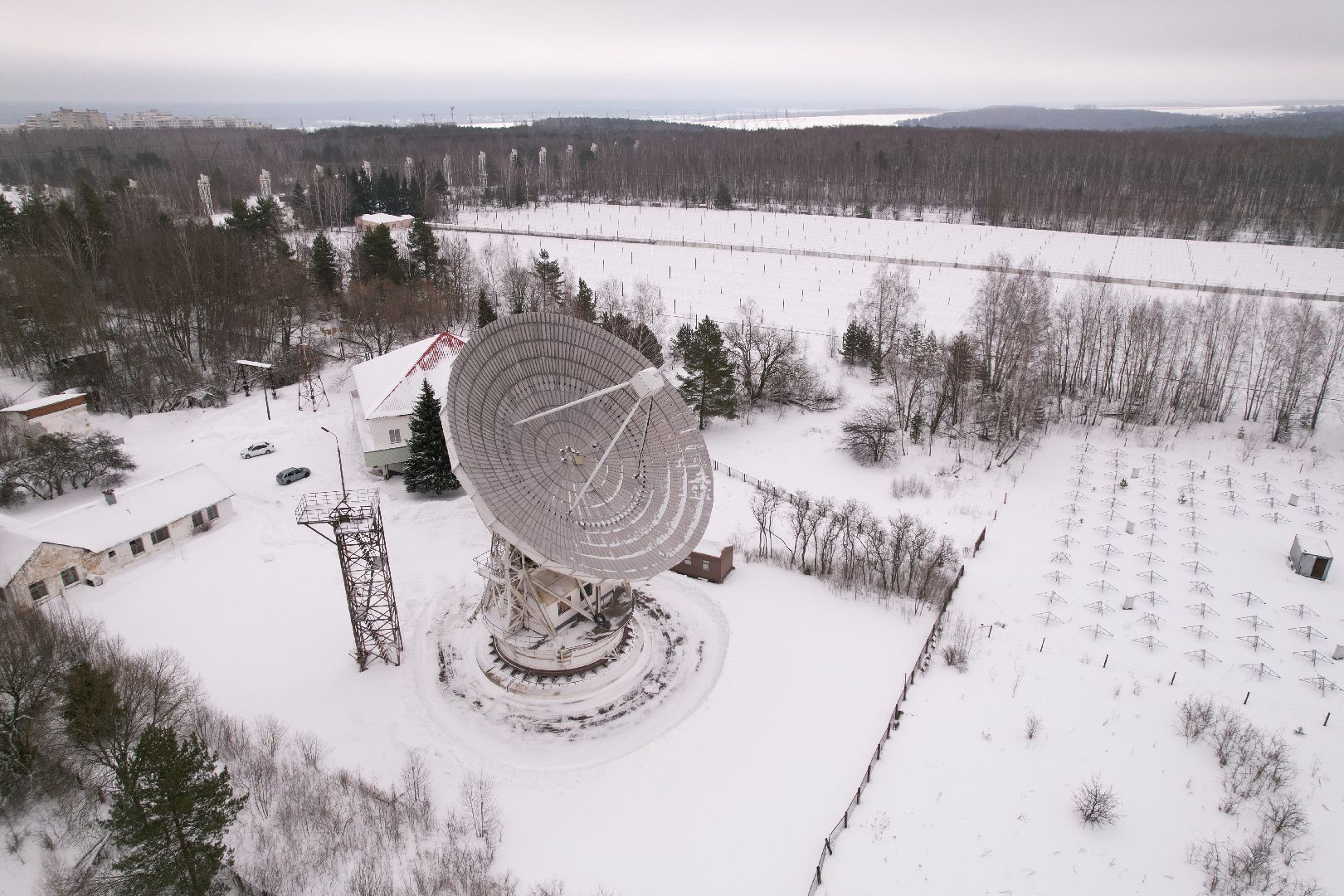 видео с коптера, пущино, абсерватория,
