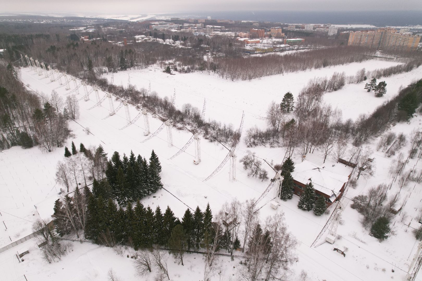 видео с коптера, пущино, абсерватория,